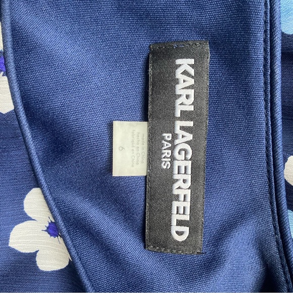 Karl Lagerfeld Blue Floral Sleeveless Dress size 6 - Picture 3 of 6